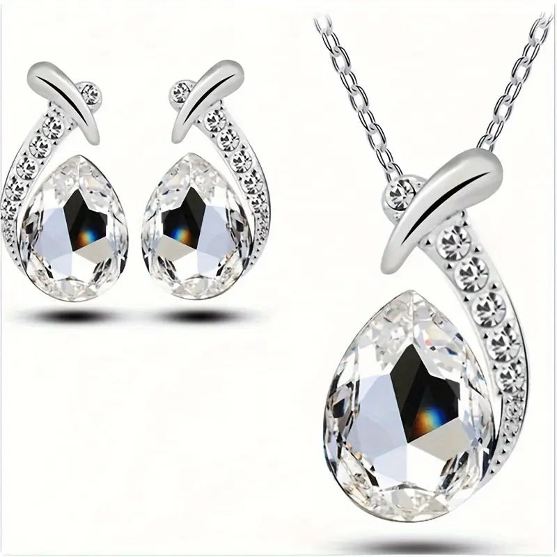 European And American Fashion Exquisite Mermaid Necklace Earrings Banquet Wedding Jewelry Set Temperament Necklace Earrings 2pcs Set Holiday Party Gift