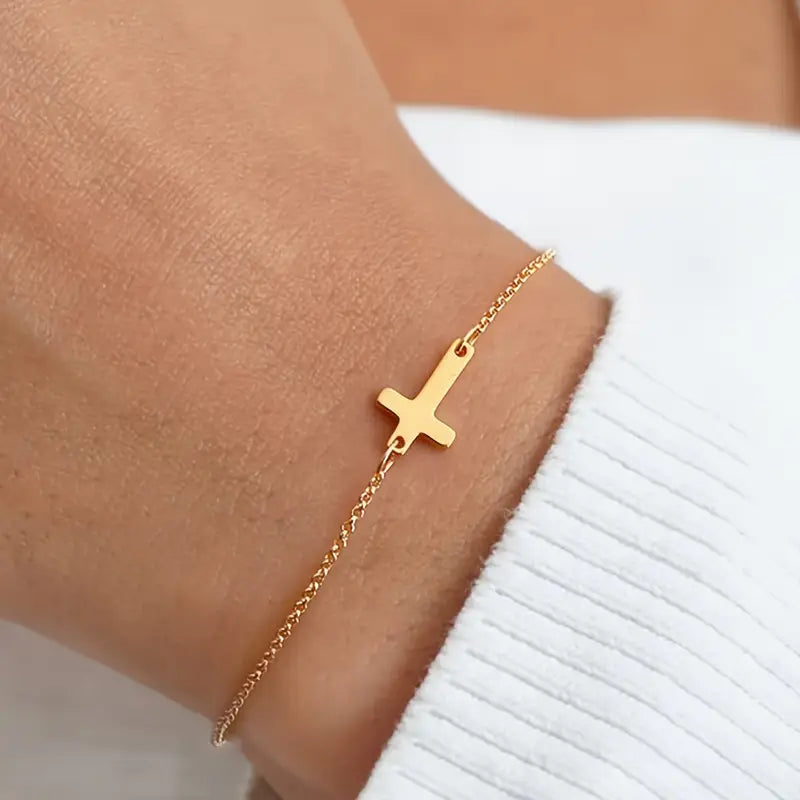 Stainless Steel Cross Accessory Ladies Chain Bracelet