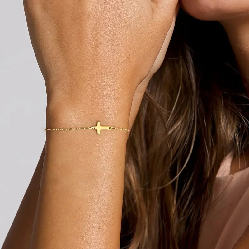 Stainless Steel Cross Accessory Ladies Chain Bracelet