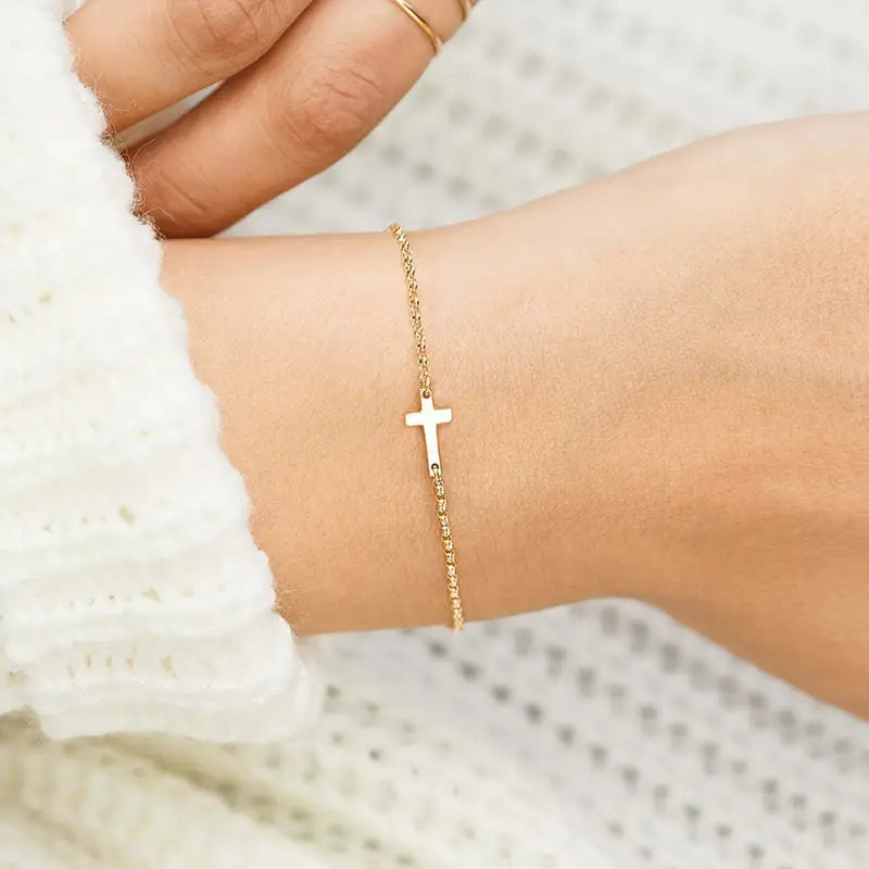 Stainless Steel Cross Accessory Ladies Chain Bracelet
