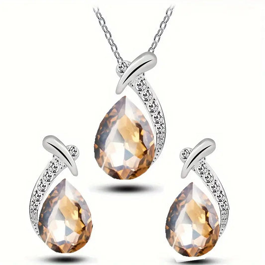 European And American Fashion Exquisite Mermaid Necklace Earrings Banquet Wedding Jewelry Set Temperament Necklace Earrings 2pcs Set Holiday Party Gift