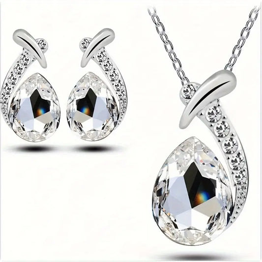 European And American Fashion Exquisite Mermaid Necklace Earrings Banquet Wedding Jewelry Set Temperament Necklace Earrings 2pcs Set Holiday Party Gift