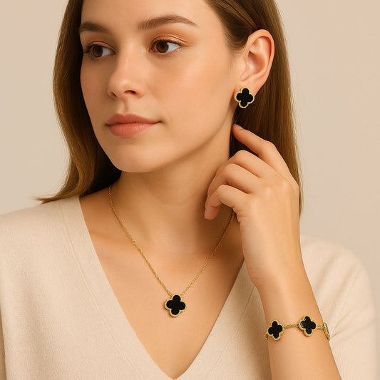 Luxury Stainless Steel Five-Petal Flower Earrings/Bracelet/Necklace Set, Perfect for Women, Mom, Wife, Daughter on Valentine'S Day, Anniversary, Mother'S Day, Birthday